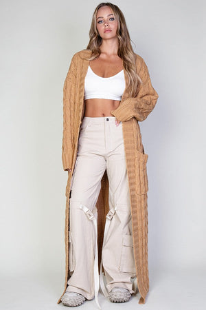 Open image in slideshow, Taupe Long Cardigan Sweaters (Multiple Colors)
