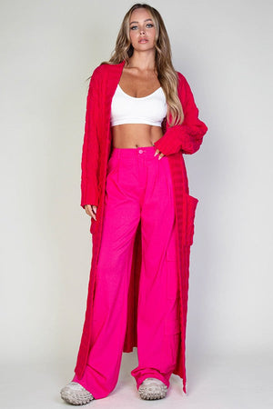 Open image in slideshow, Fuschia Long Cardigan Sweaters (Multiple Colors)
