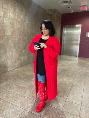 Red Long Cardigan Sweaters (Multiple Colors)