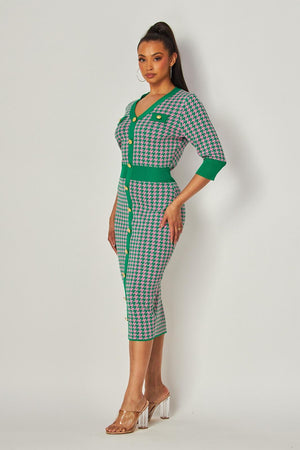 Hound Me Pink & Green Dress (2X & 3X only)