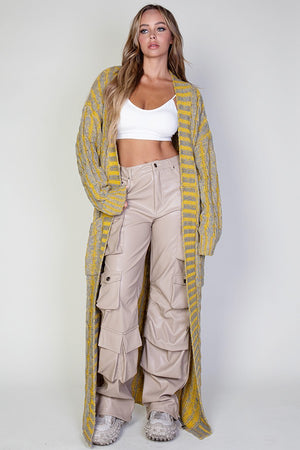 Open image in slideshow, Yellow/Silver Mixed Color Long Cardigan
