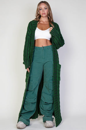 Open image in slideshow, Green/Blue Mixed Color Long Cardigan
