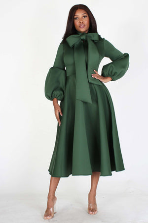 Open image in slideshow, Green Long Sleeve Scuba Dress
