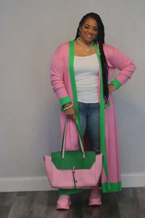 Pink and Green Cardigan Duster 3X Only